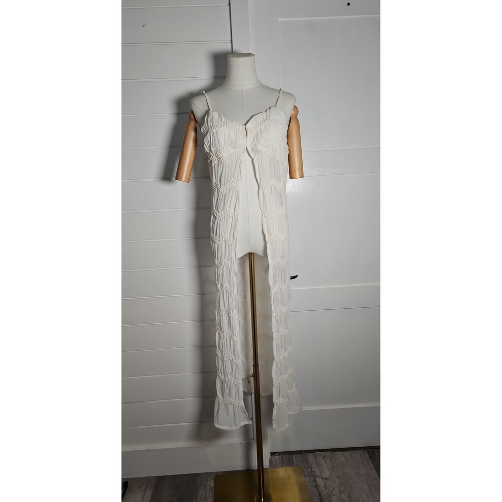 Altar'd State Cream Smocked Ruffle Maxi Top / Duster Size M
